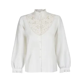 1960s Floral Embroidered Silk Blend Blouse