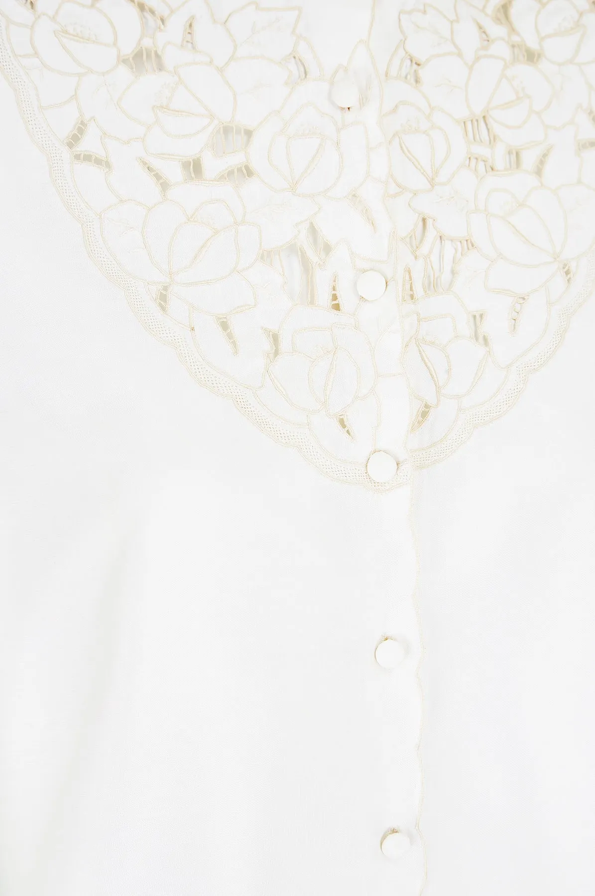 1960s Floral Embroidered Silk Blend Blouse