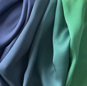 72" Panel - Ombré Cool Ocean Garden Silk Satin Charmeuse