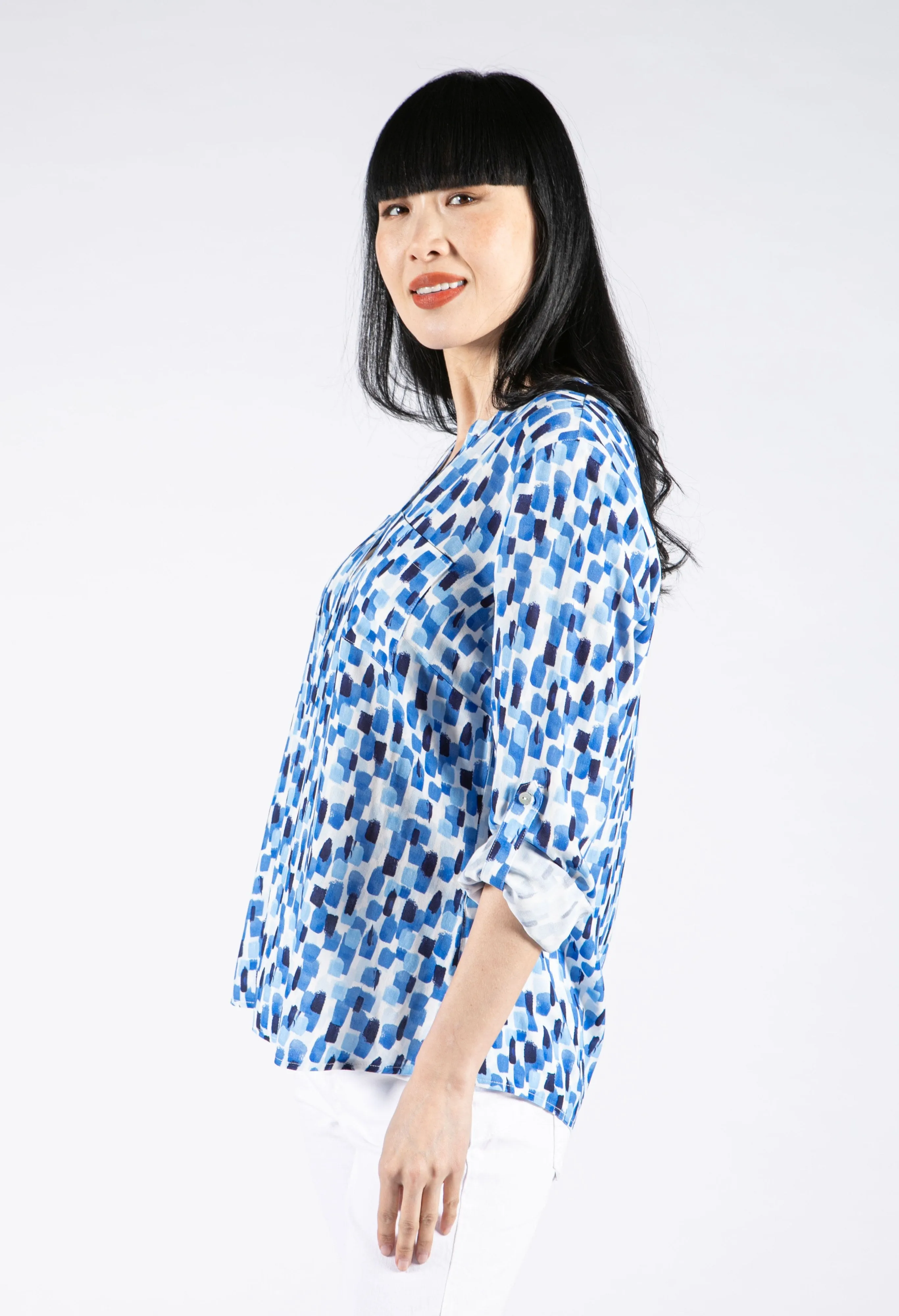 Abstract Square Print Blouse
