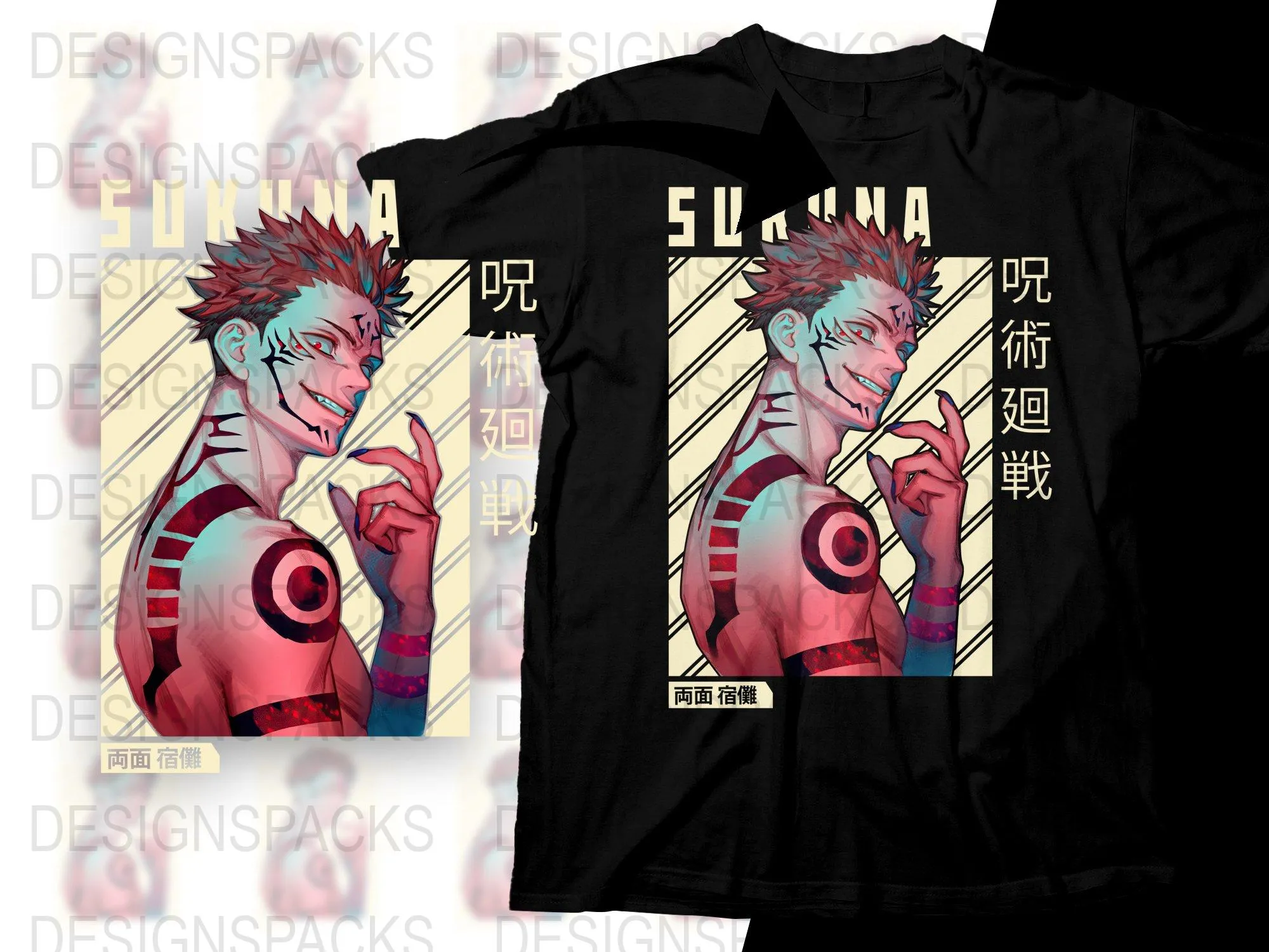 Artsy Sukuna Anime Graphic Png Digital Download