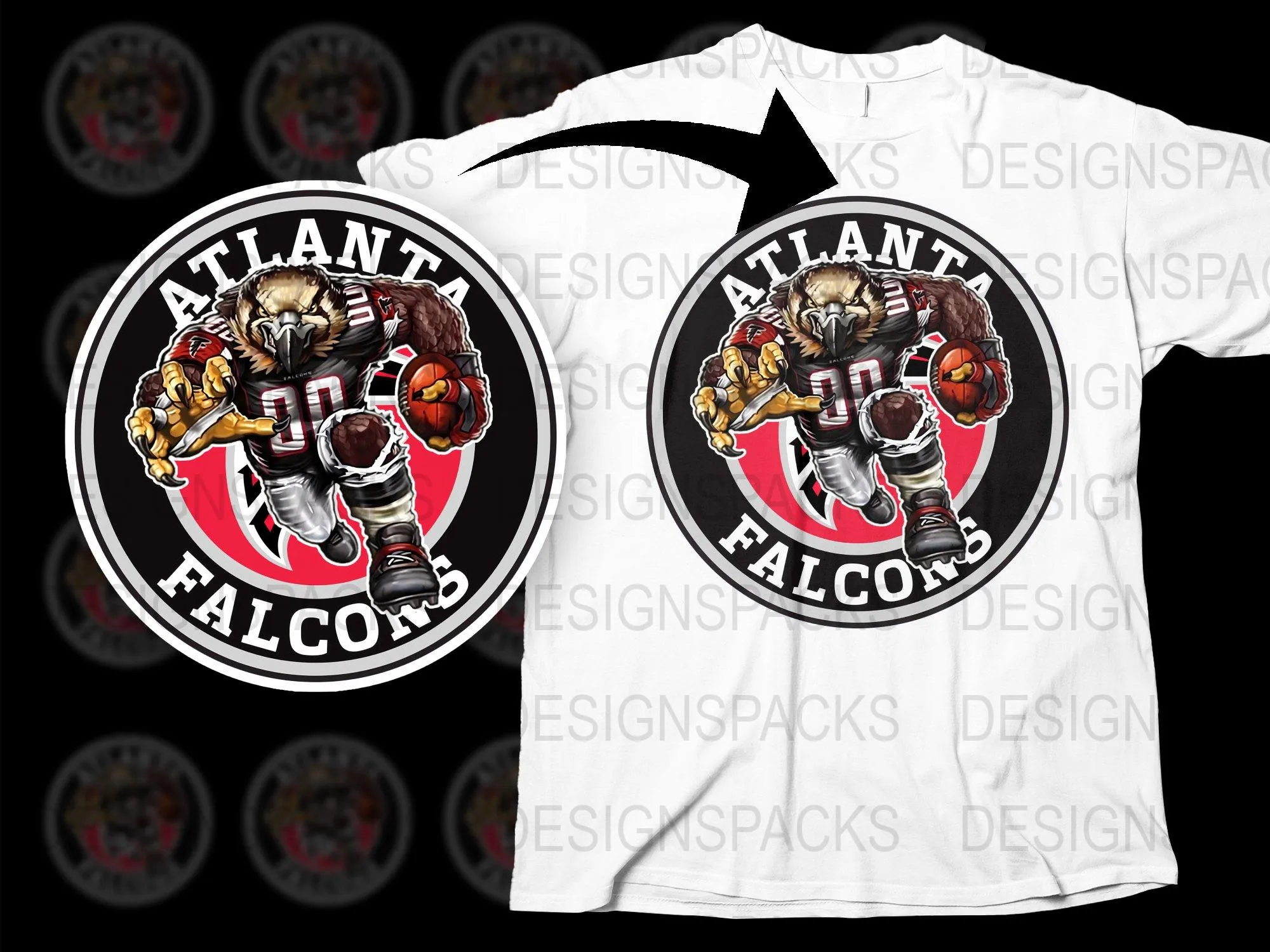 Atlanta Falcons Graphic Logo Athletic Png Digital Download