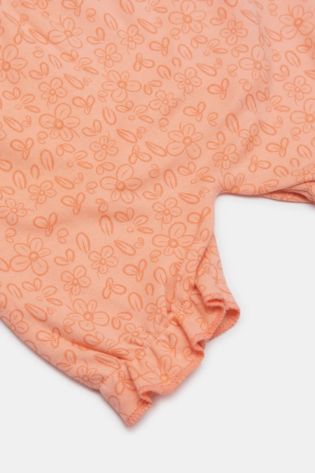 Baby Coral And White T-Shirt And Dungaree Set (2 Piece)