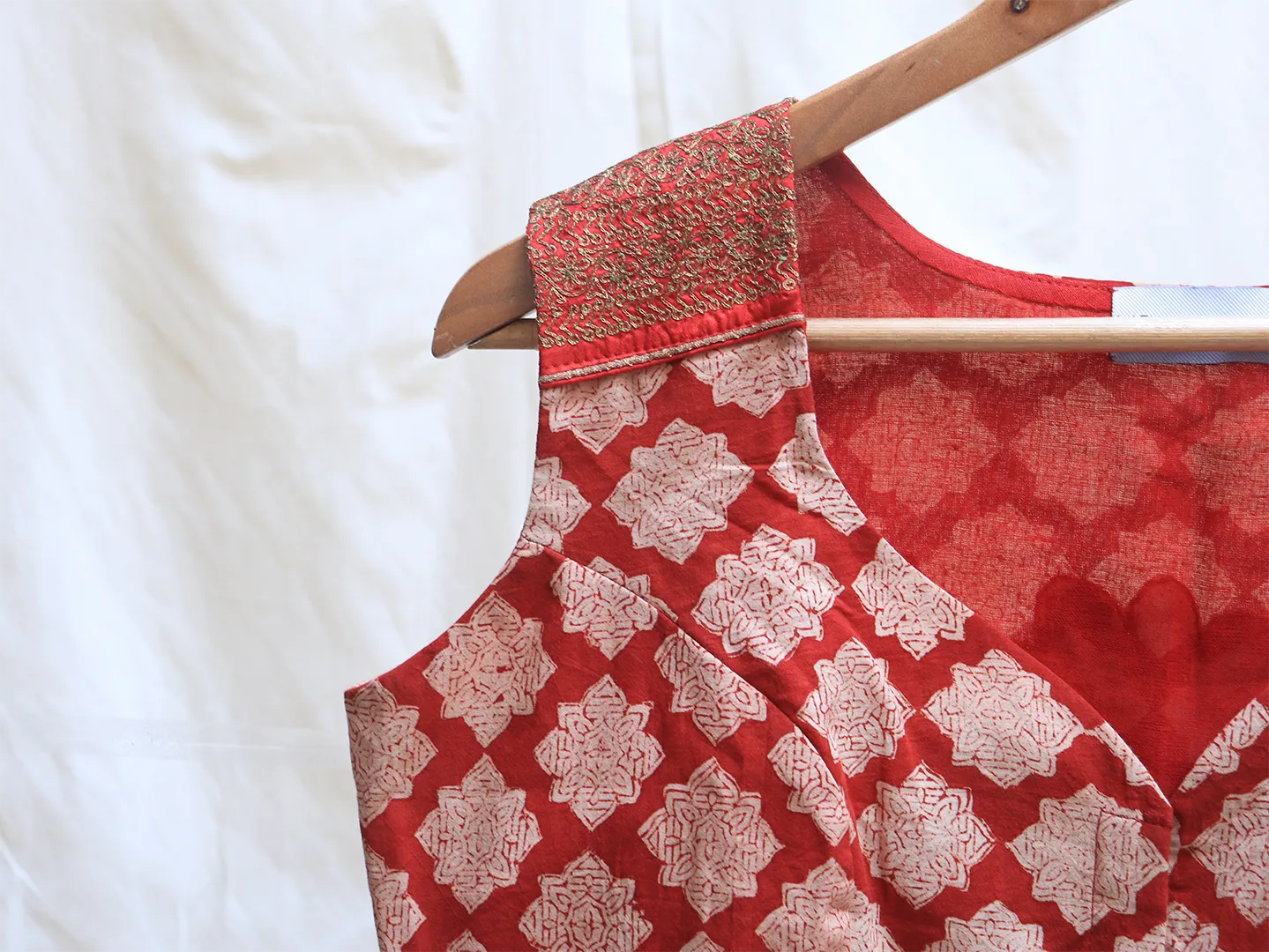Barn red, cotton, Hand embroidery blouse
