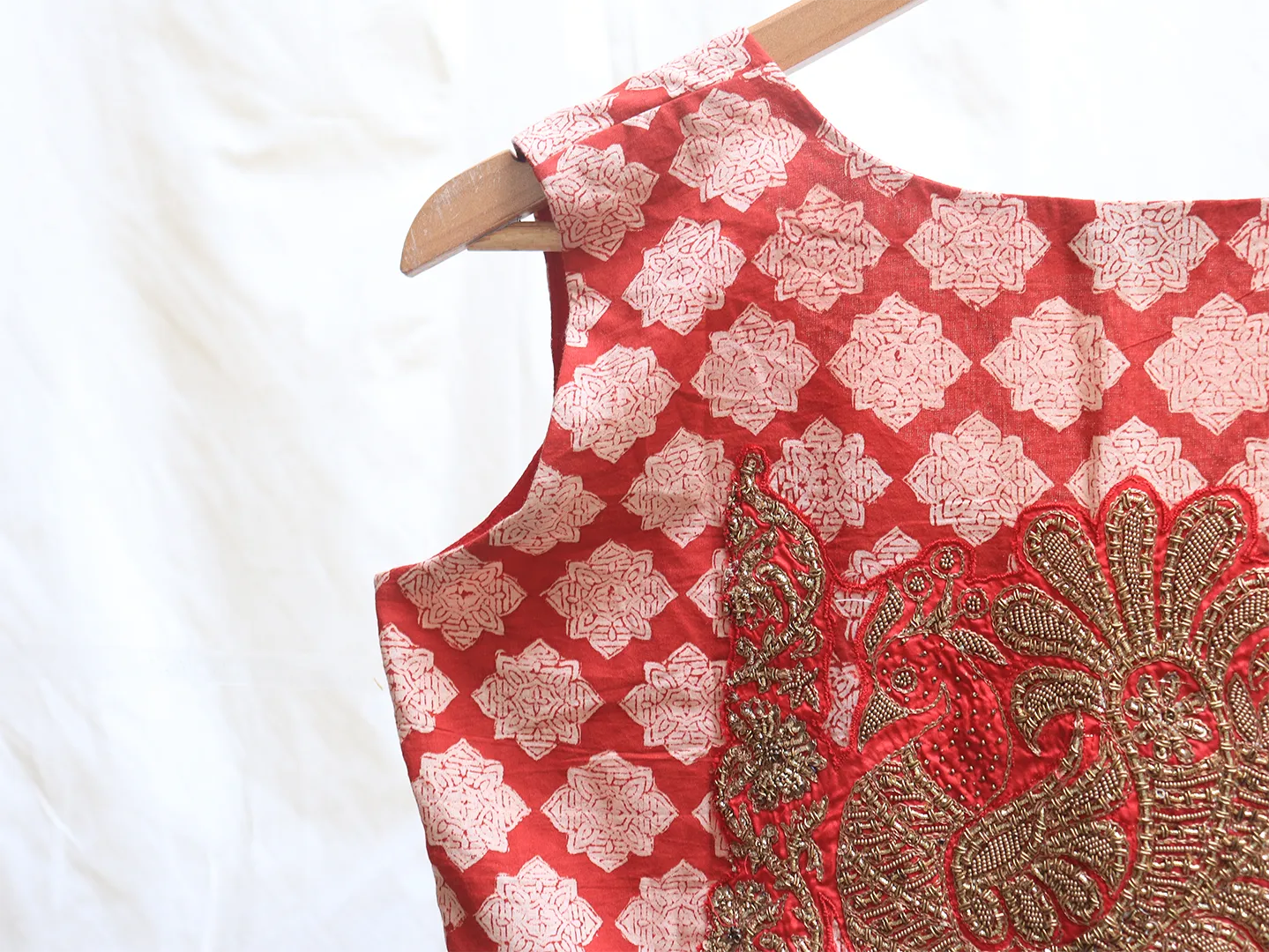 Barn red, cotton, Hand embroidery blouse