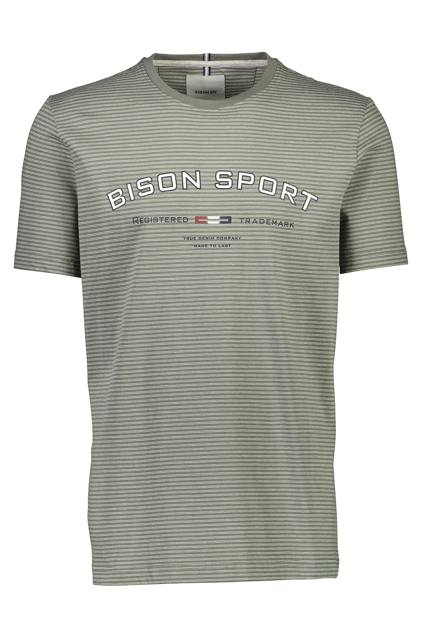 Bison - Stribet T-shirt m. print (XXL - 4XL)
