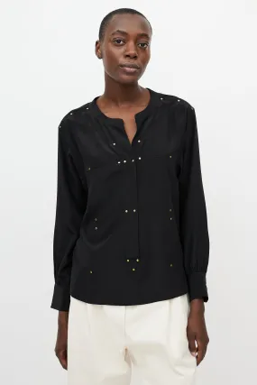 Black & Gold Studded Long Sleeve Blouse