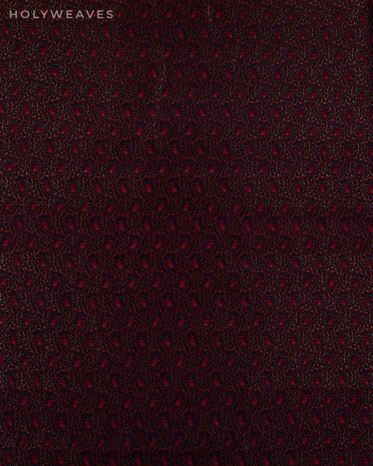 Black Banarasi Tehra Jamawar Handwoven Silk-wool Fabric with Zari Accents