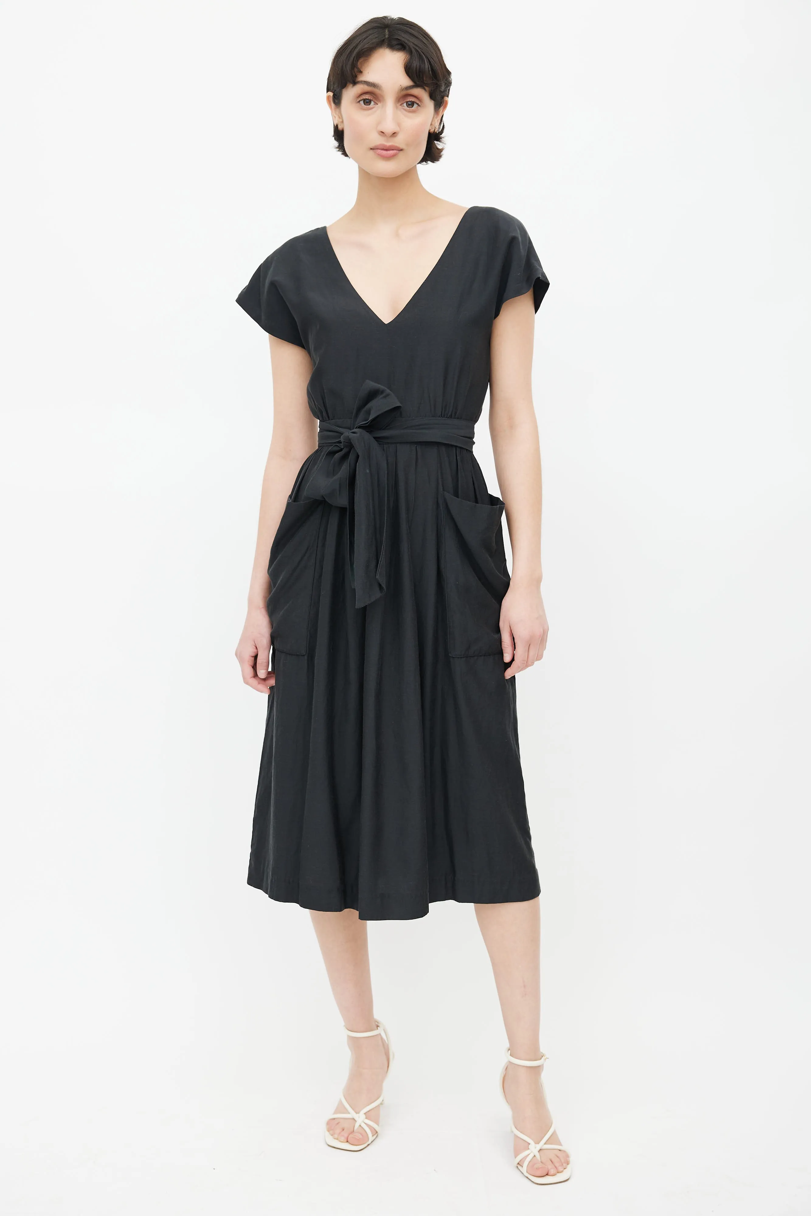 Black Silk V-Neck Dress