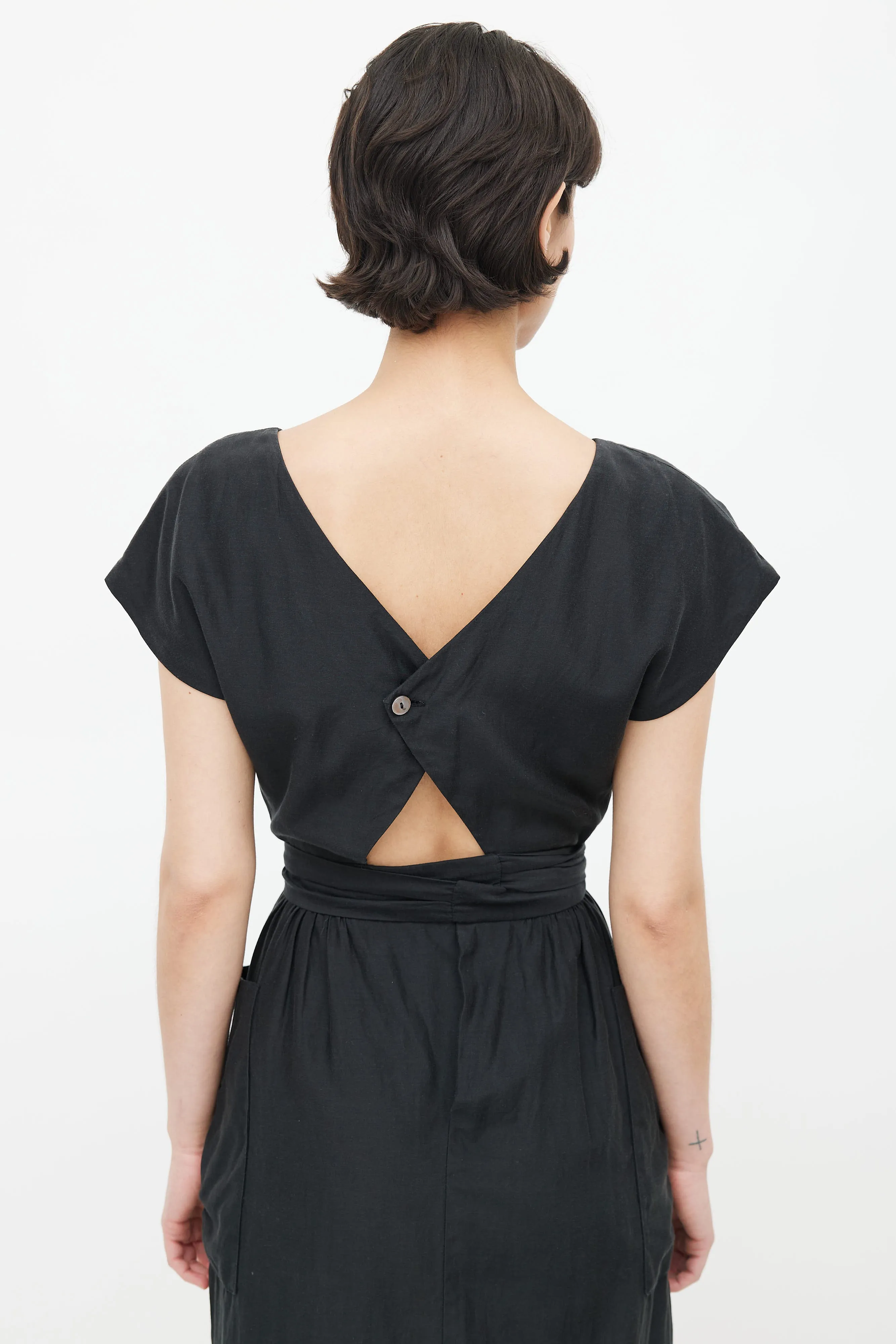 Black Silk V-Neck Dress