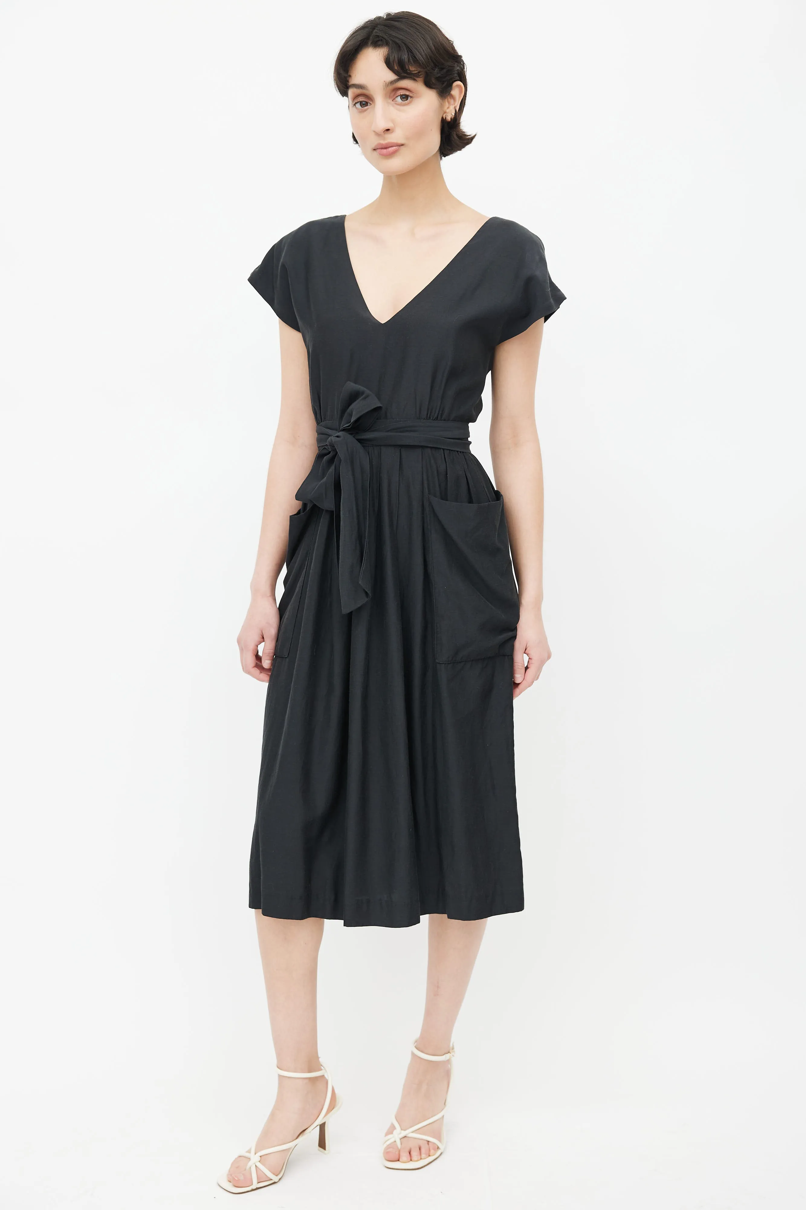 Black Silk V-Neck Dress
