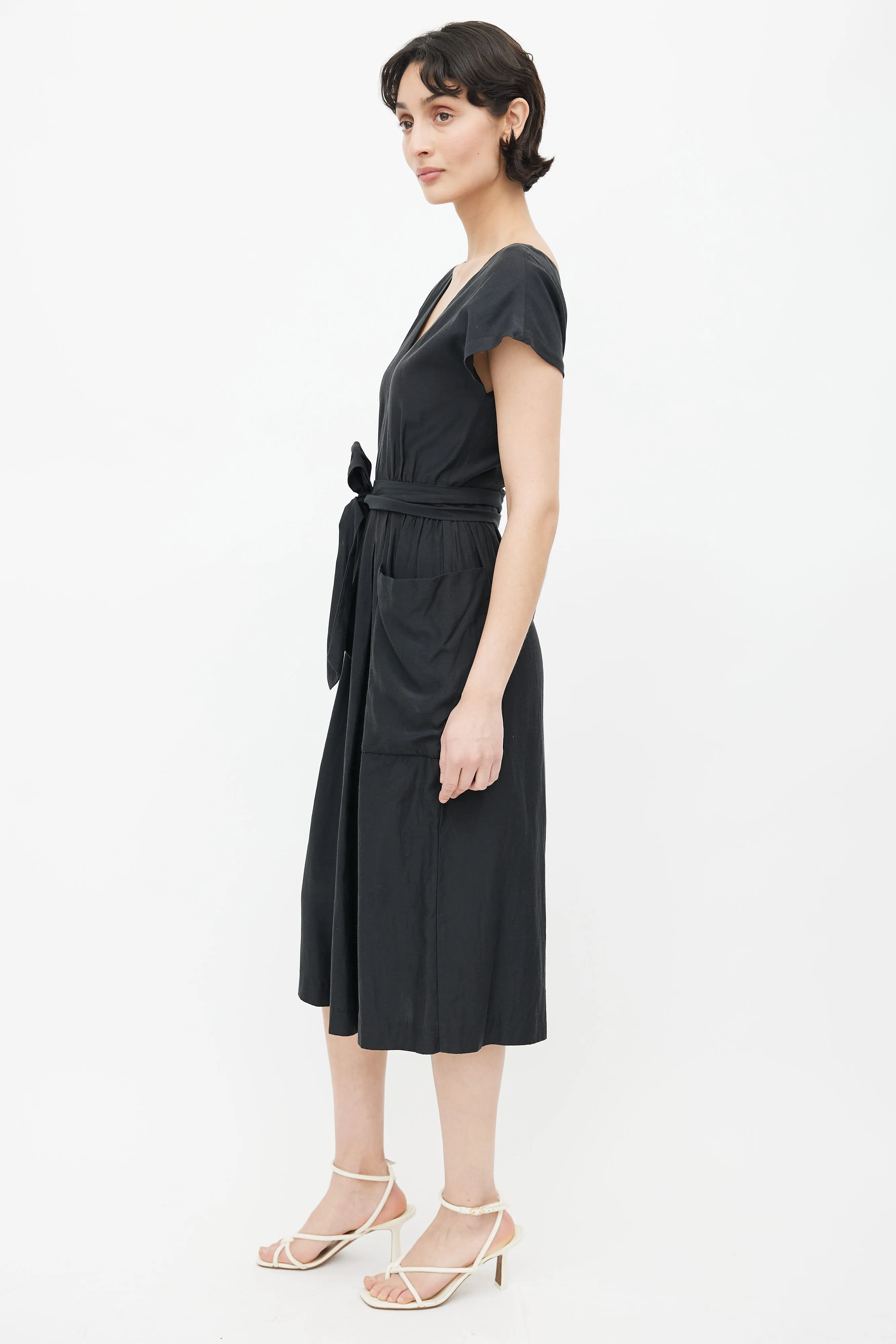 Black Silk V-Neck Dress