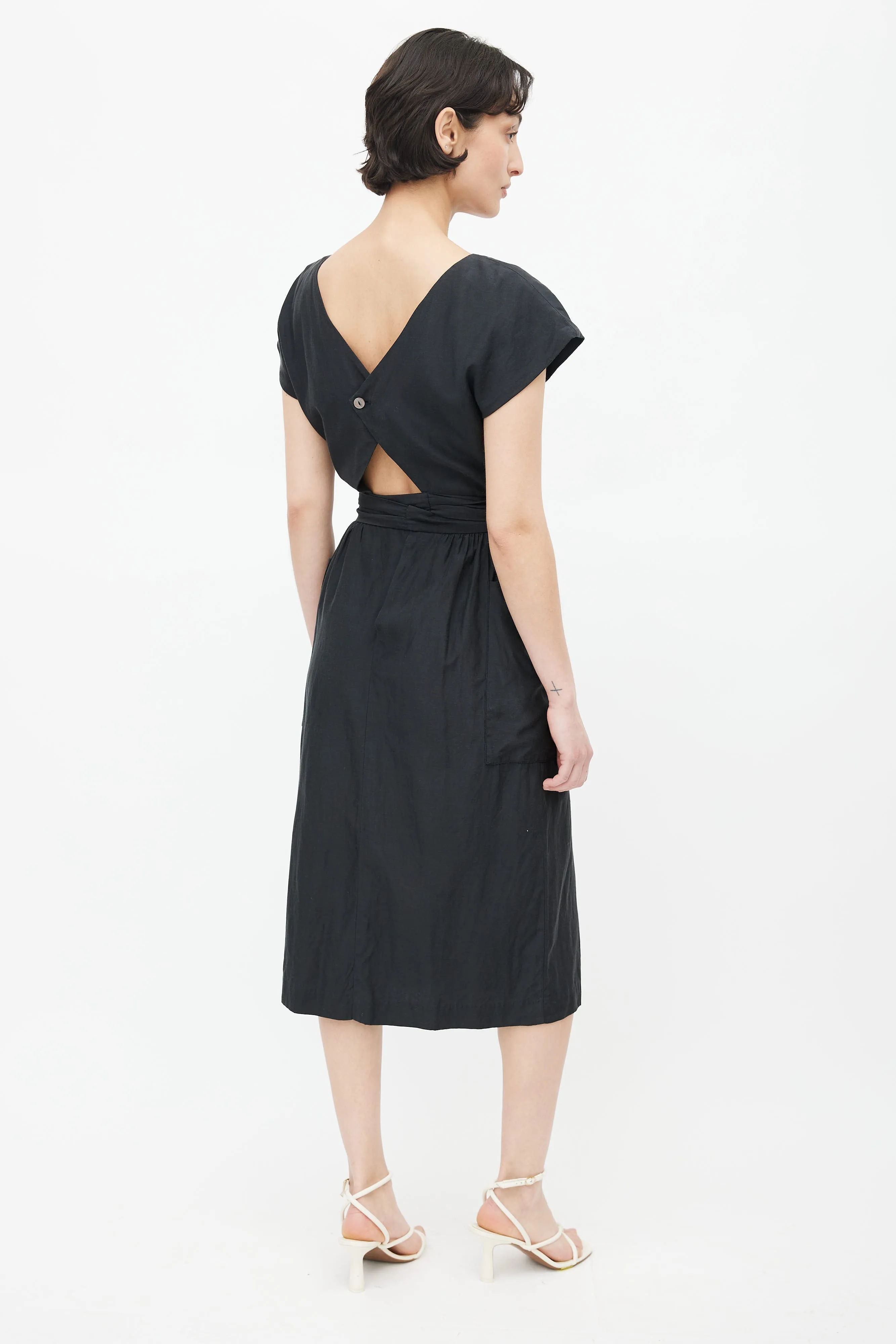 Black Silk V-Neck Dress