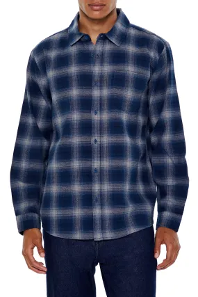Blue Plaid Flannel Button-Up Top