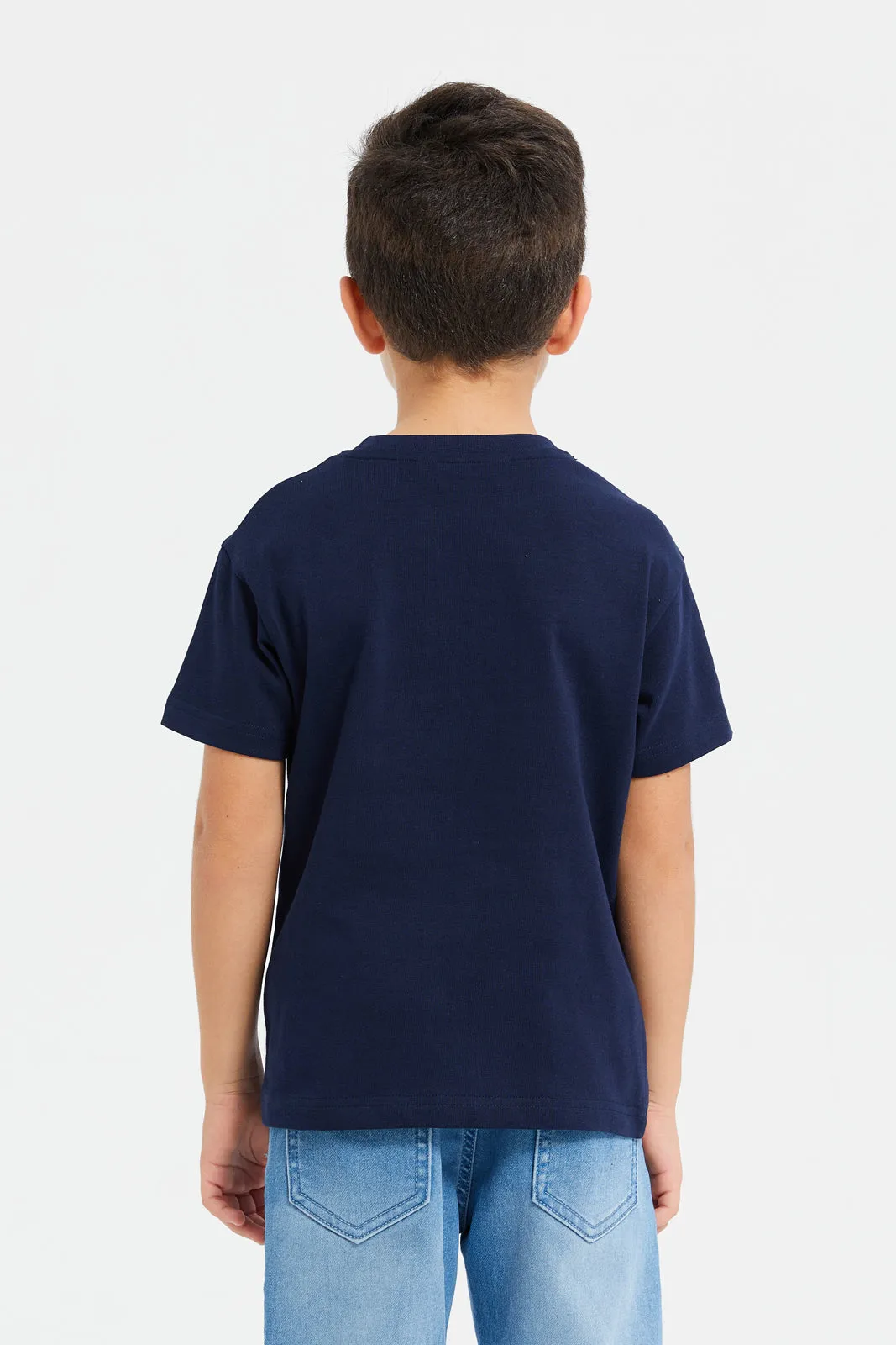 Boys Navy Oversized Flap Pocket T-Shirt