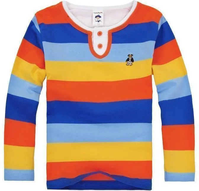 Boys Yellow Striped Cotton T-Shirts
