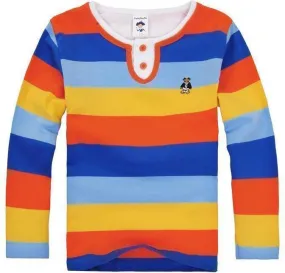 Boys Yellow Striped Cotton T-Shirts