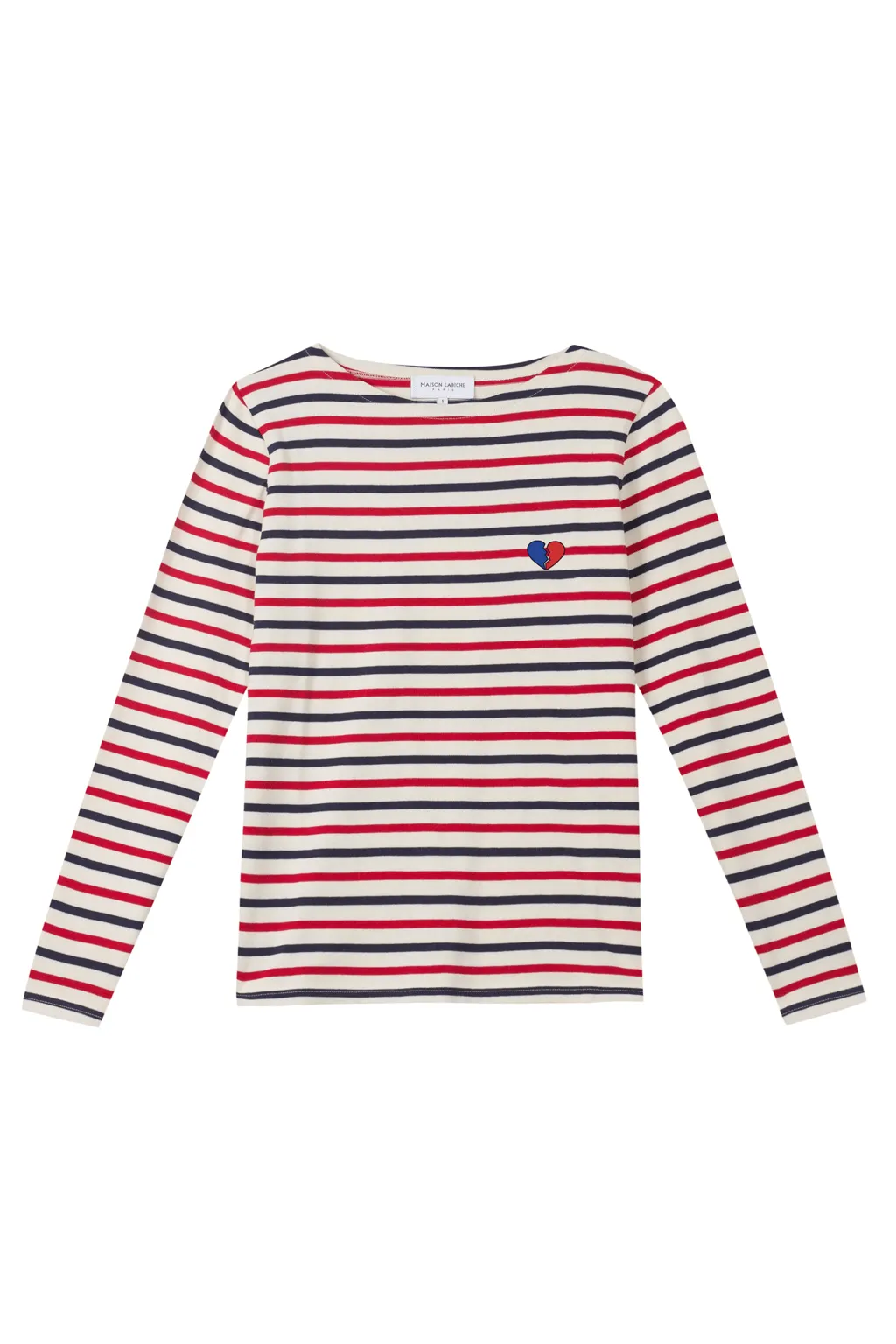 Broken Heart Breton Striped Long Sleeve Cotton T-Shirt