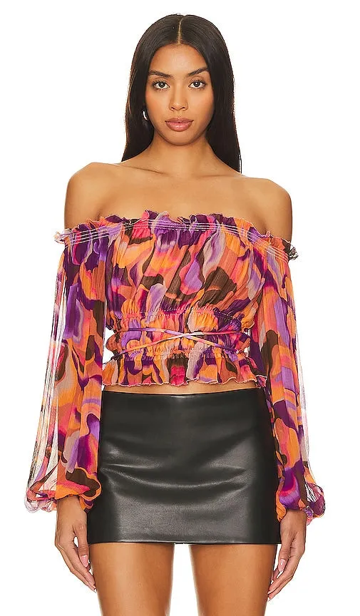 Camila Coelho Freyja Off Shoulder Top in Purple