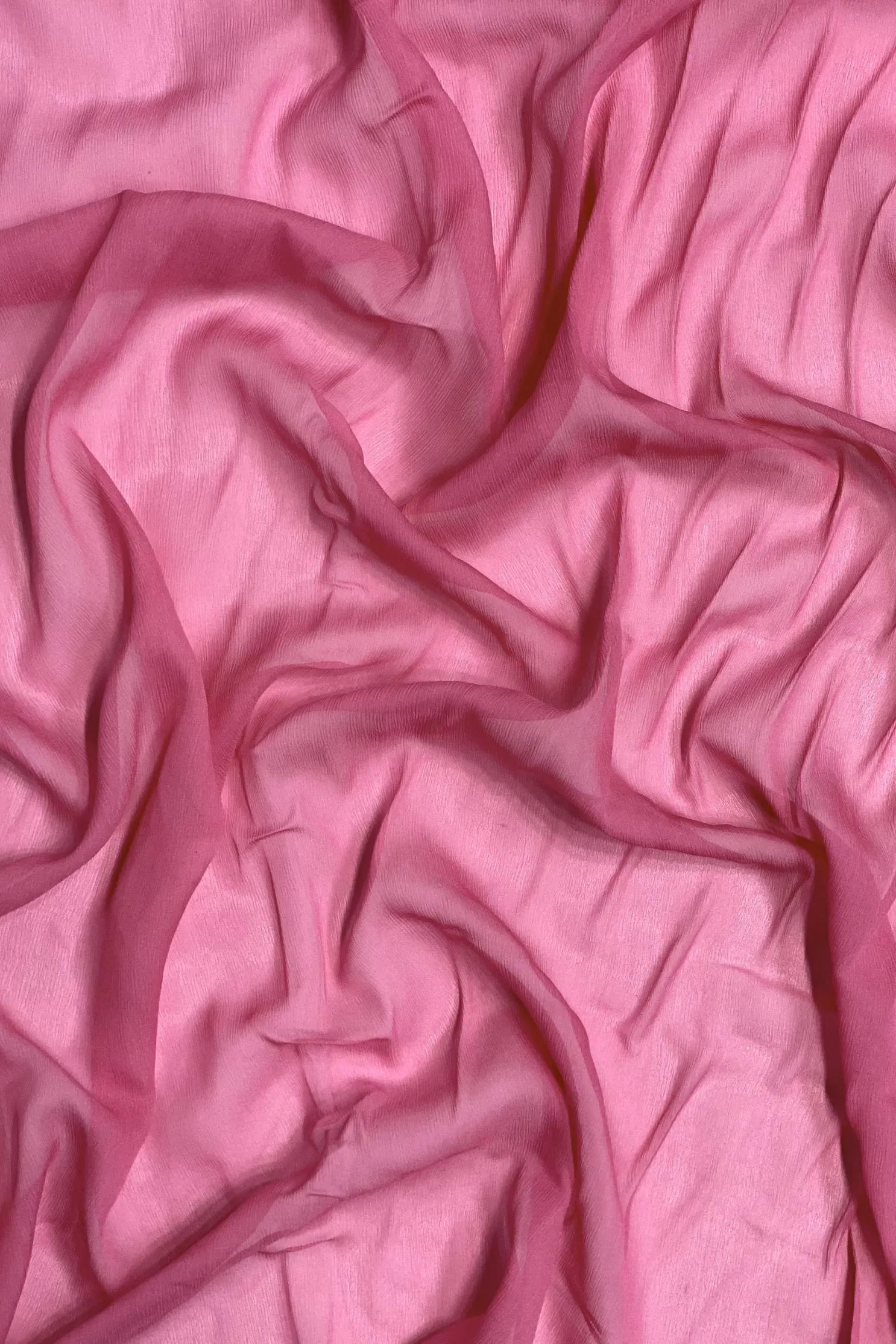 Carmine Rose Silk Heavy Crinkled Chiffon HCD-070 Fabric
