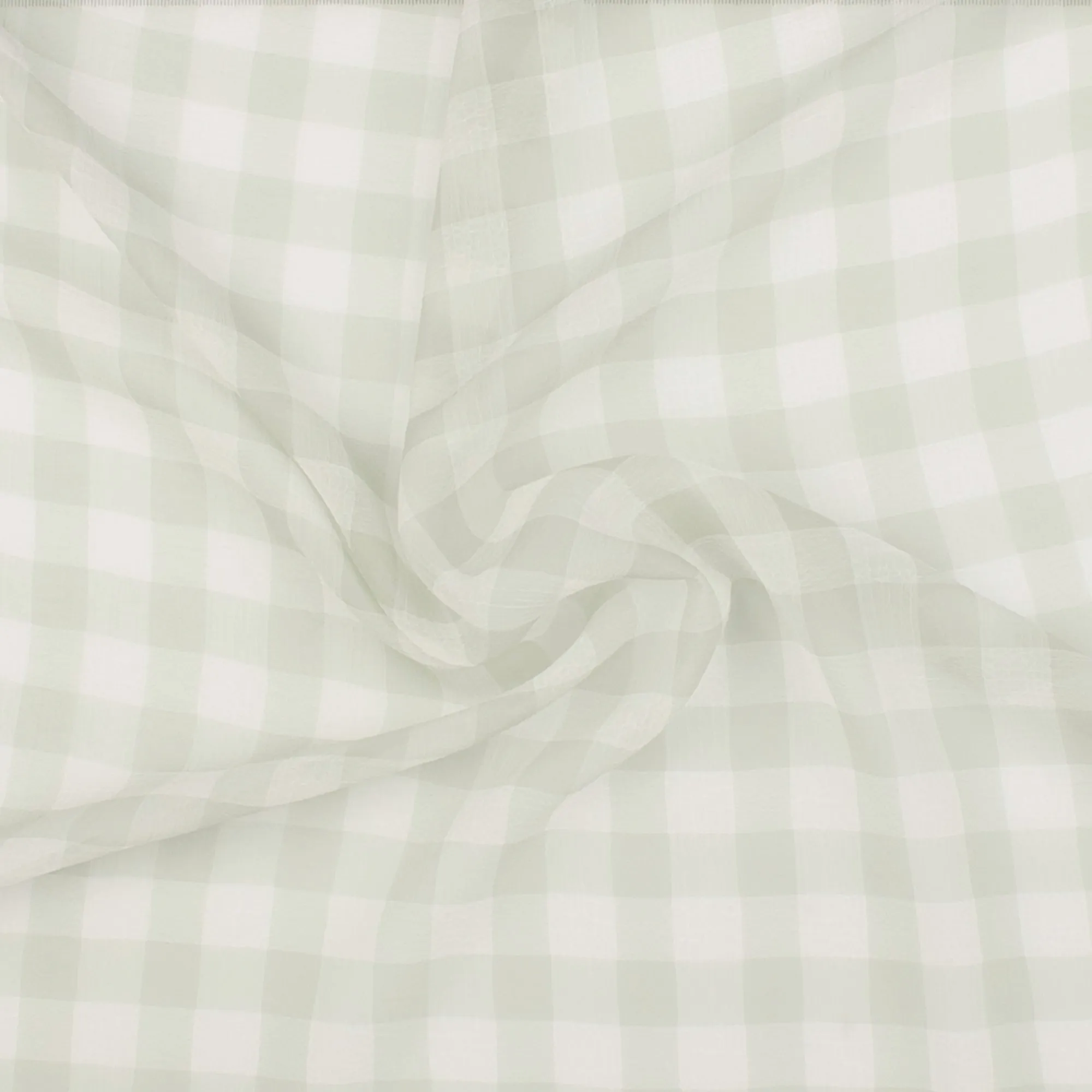 Crepe Chiffon - DAISY - Big Checks - Sage
