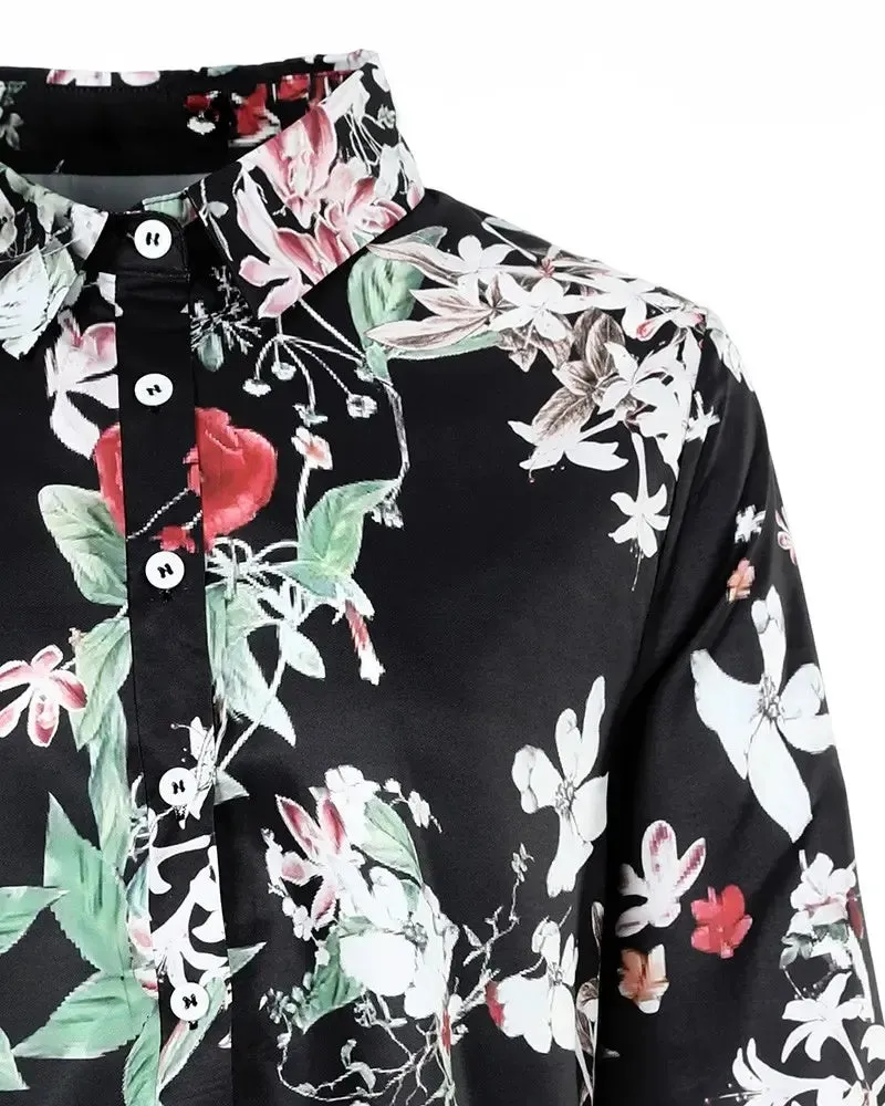 Deanwangkt - Floral Print Long Sleeve Button Up Top