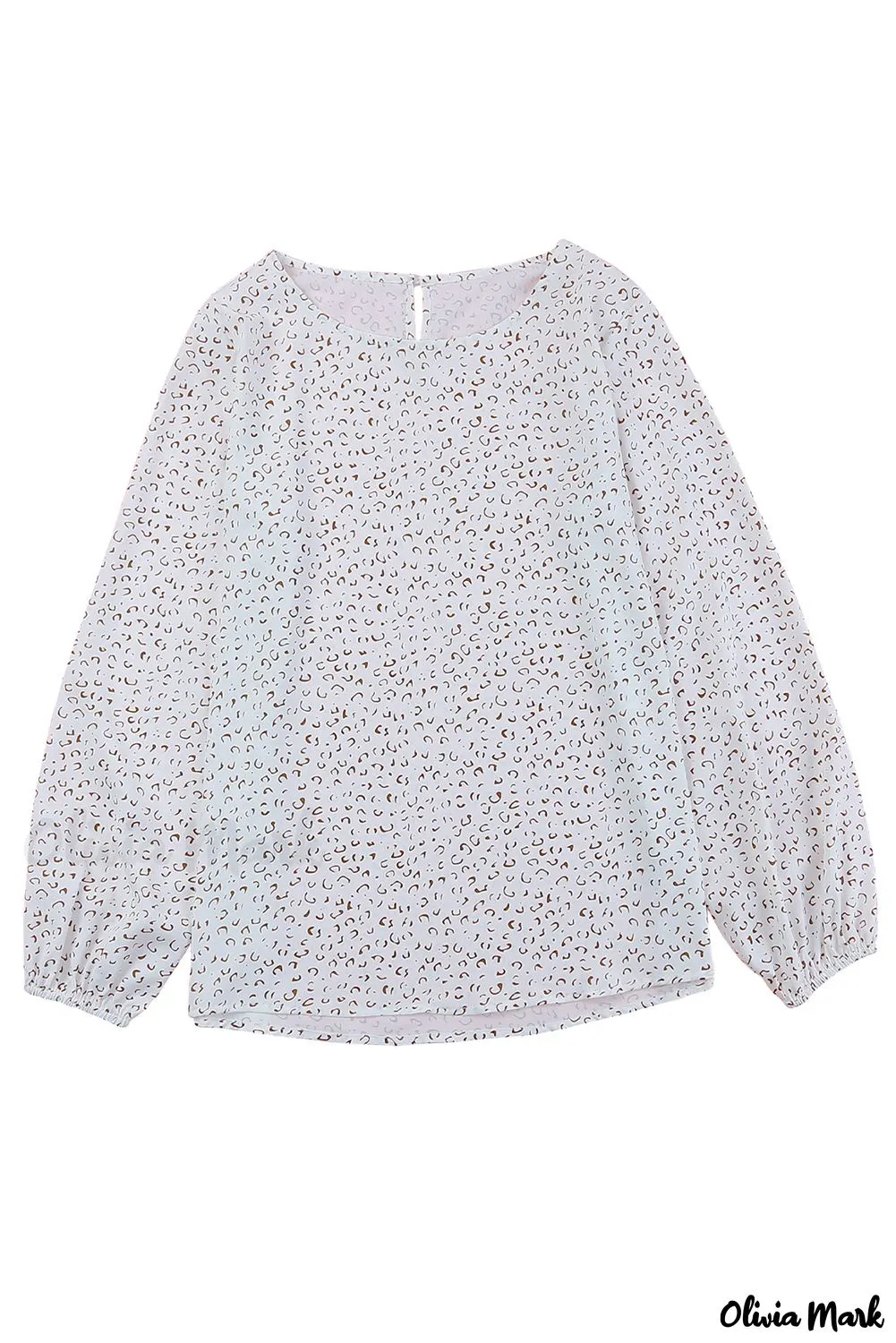 Deanwangkt - Leopard Long Sleeve Round Neck Blouse
