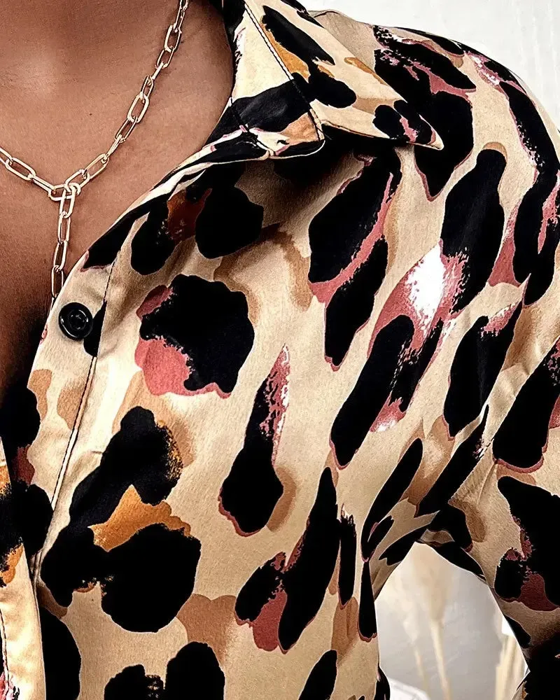 Deanwangkt - Leopard Print Long Sleeve Button Down Shirt