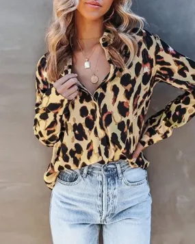 Deanwangkt - Leopard Print Long Sleeve Button Down Shirt