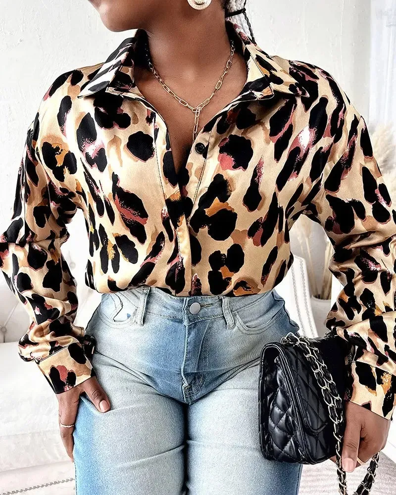 Deanwangkt - Leopard Print Long Sleeve Button Down Shirt