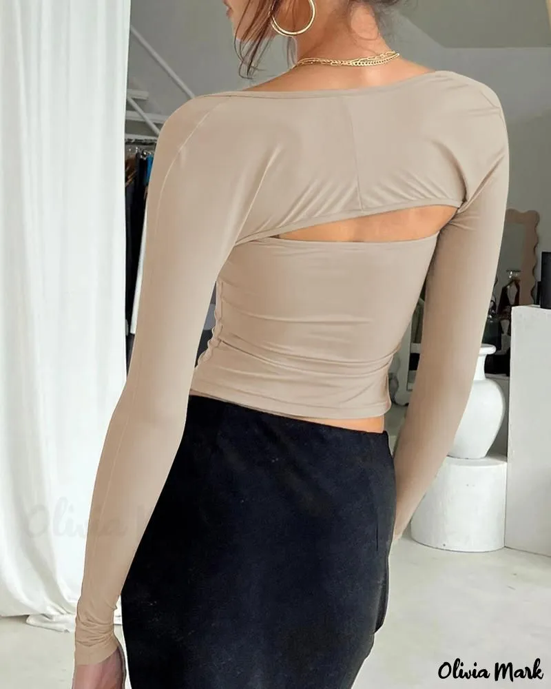 Deanwangkt - Long Sleeve Cutout Bandeau Top