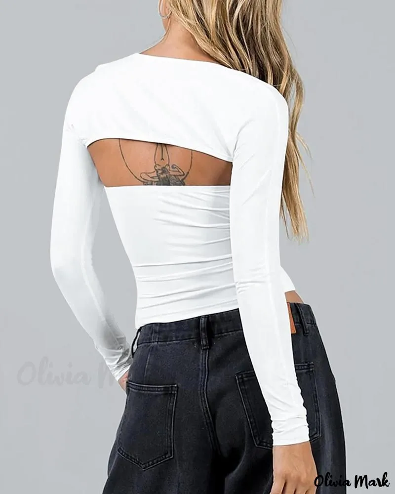 Deanwangkt - Long Sleeve Cutout Bandeau Top