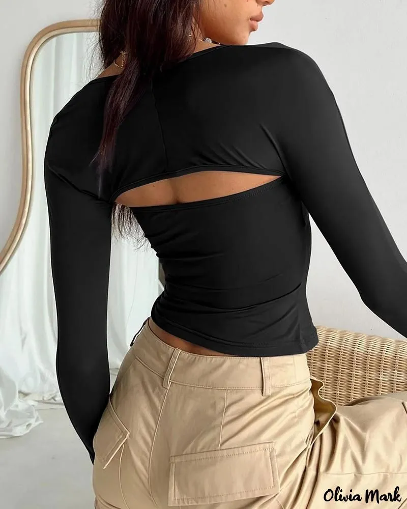 Deanwangkt - Long Sleeve Cutout Bandeau Top