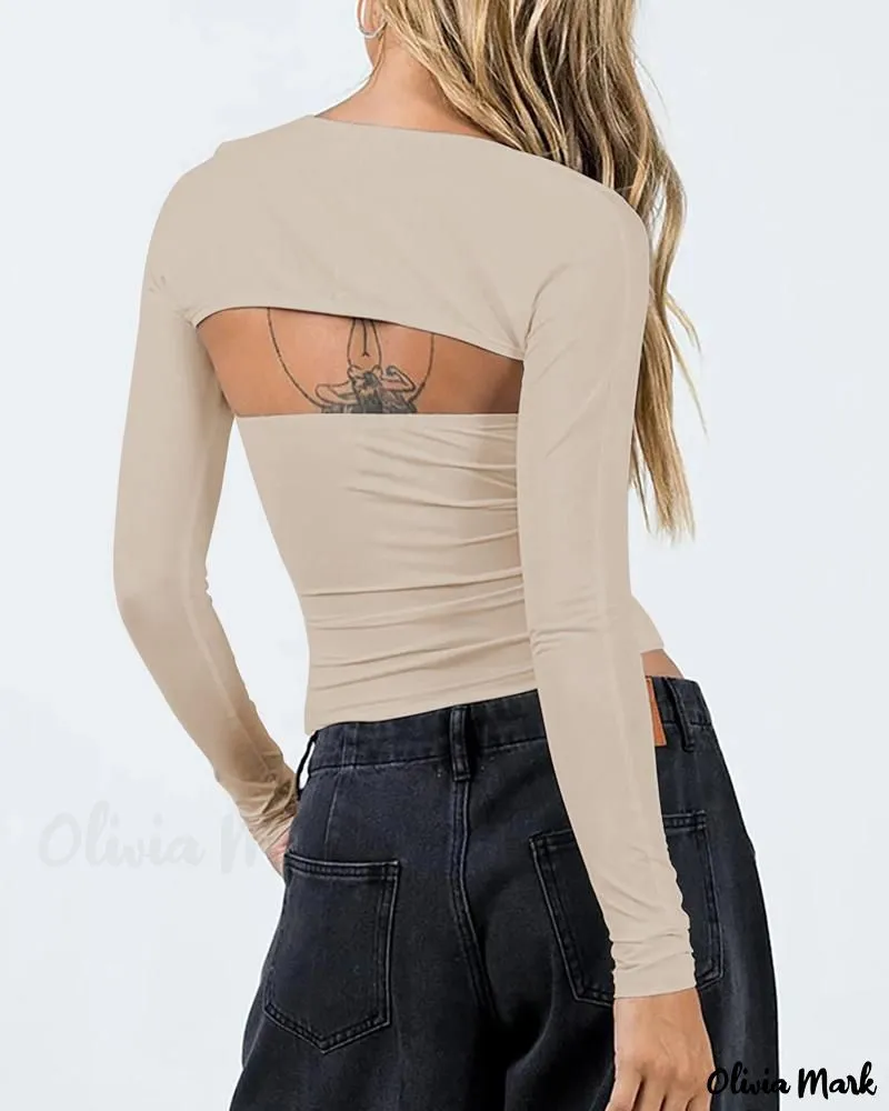 Deanwangkt - Long Sleeve Cutout Bandeau Top