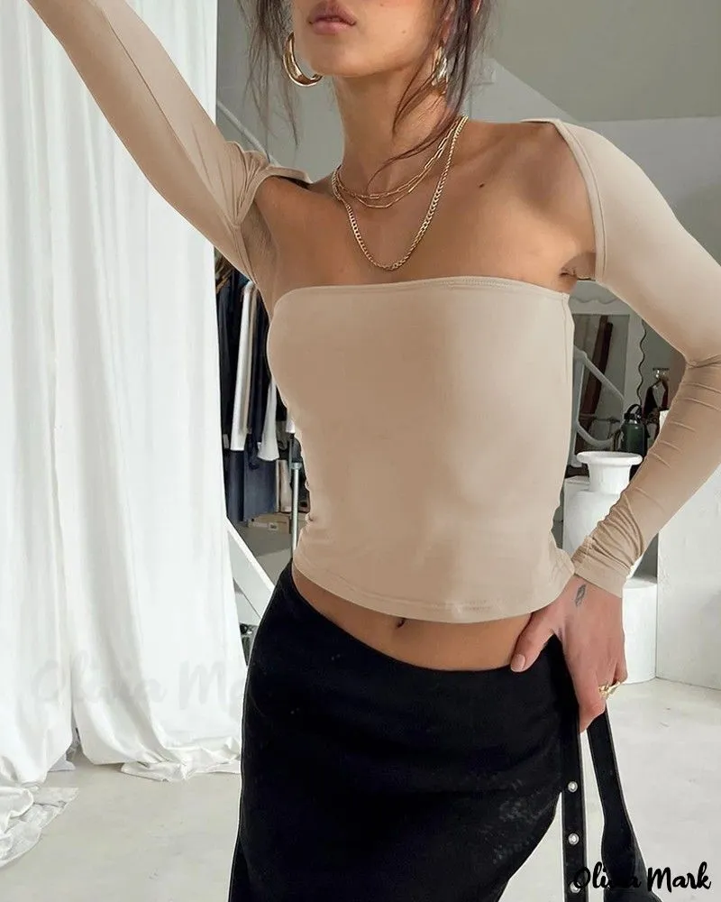 Deanwangkt - Long Sleeve Cutout Bandeau Top