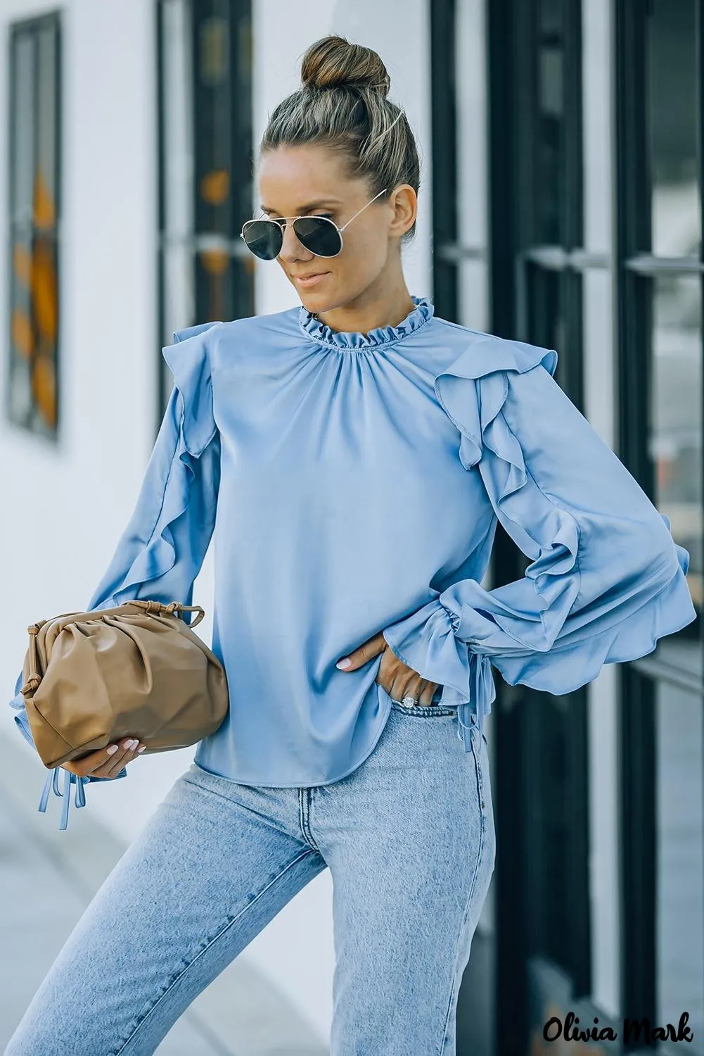Deanwangkt - Long Sleeve Ruffled Blouse