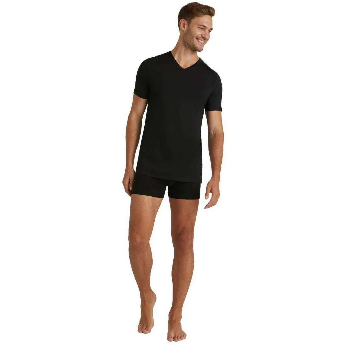 Falke Daily Natural V-Neck T-Shirt - Black