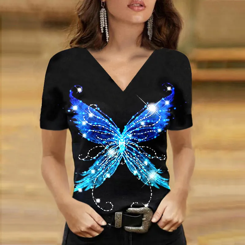 Fashion printed spring and summer printed short-sleeved T-shirt