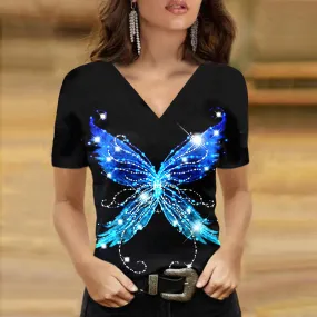 Fashion printed spring and summer printed short-sleeved T-shirt