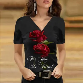 Fashion printed spring and summer printed short-sleeved T-shirt