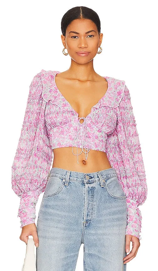 For Love & Lemons Saylor Blouse in Pink