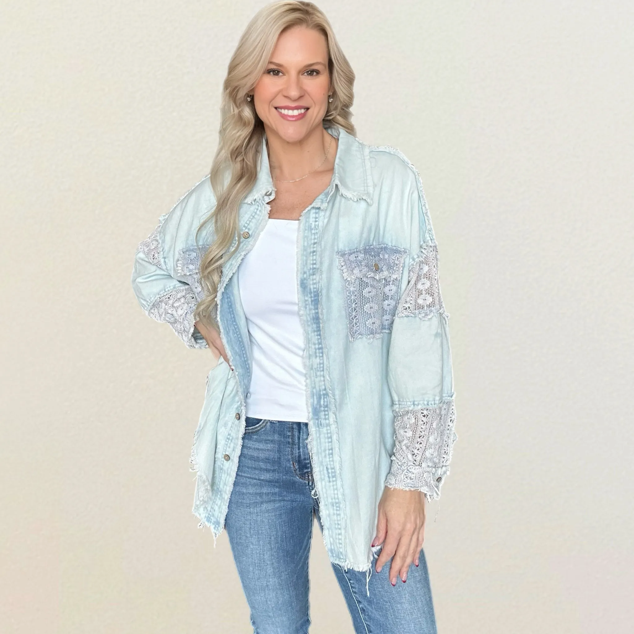 Graceful Lace Button Up Shirt
