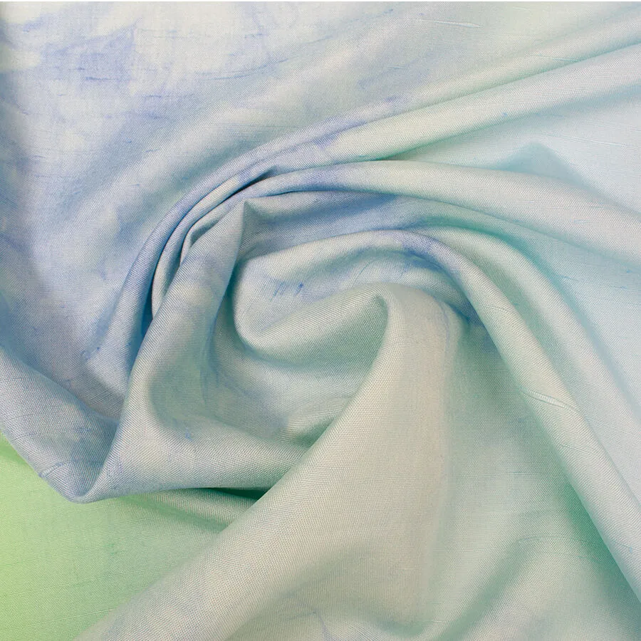 Green/Blue Ombre Tie Dye Silk Shantung