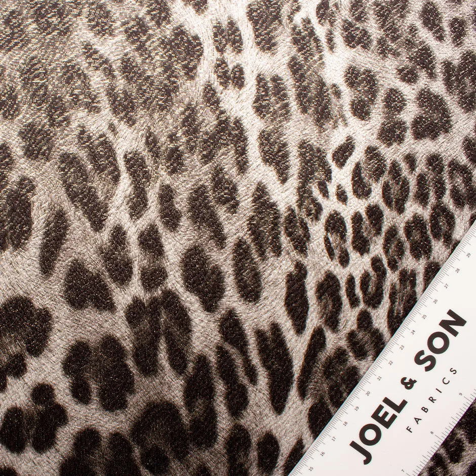 Grey & Black Metallic Animal Print Silk Blend