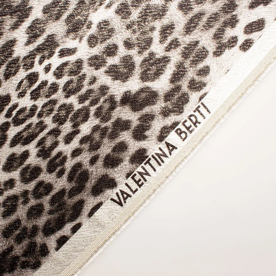 Grey & Black Metallic Animal Print Silk Blend