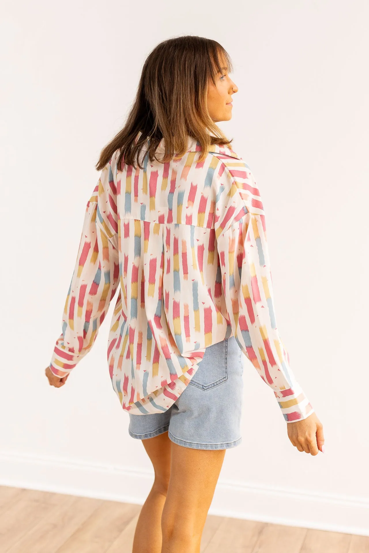 Kathryn Classic Button-Up, Watercolor Striped