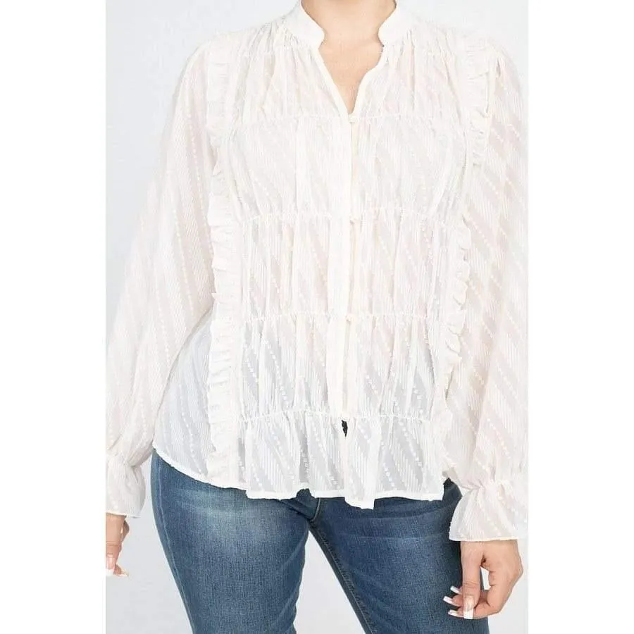 Kiley Semi Sheer Ruffle Blouse
