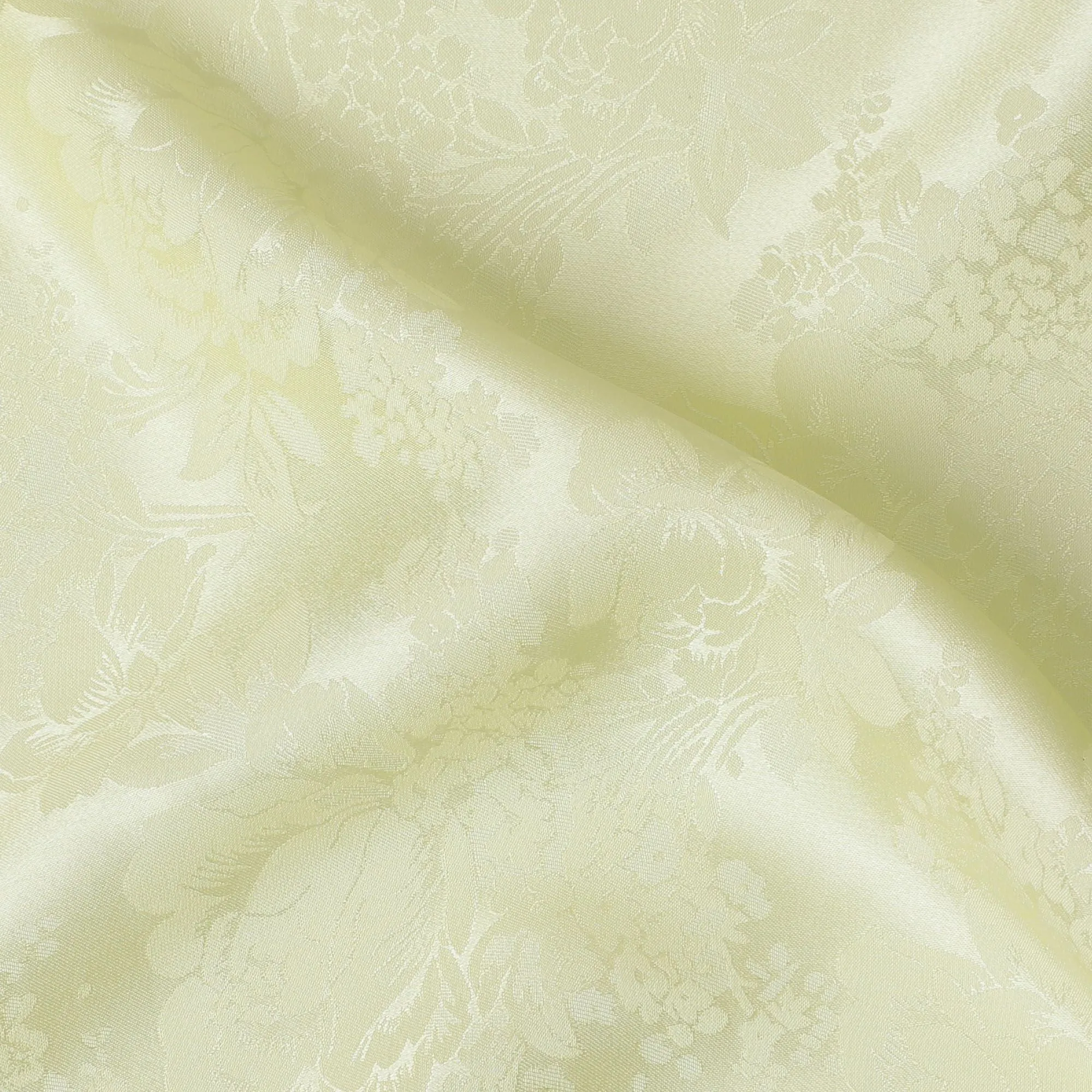 Lemon Chiffon Floral Jacquard Crepe Silk Fabric, Delicate Sheen, 110cm Width - Perfect for Spring Collections-D18902