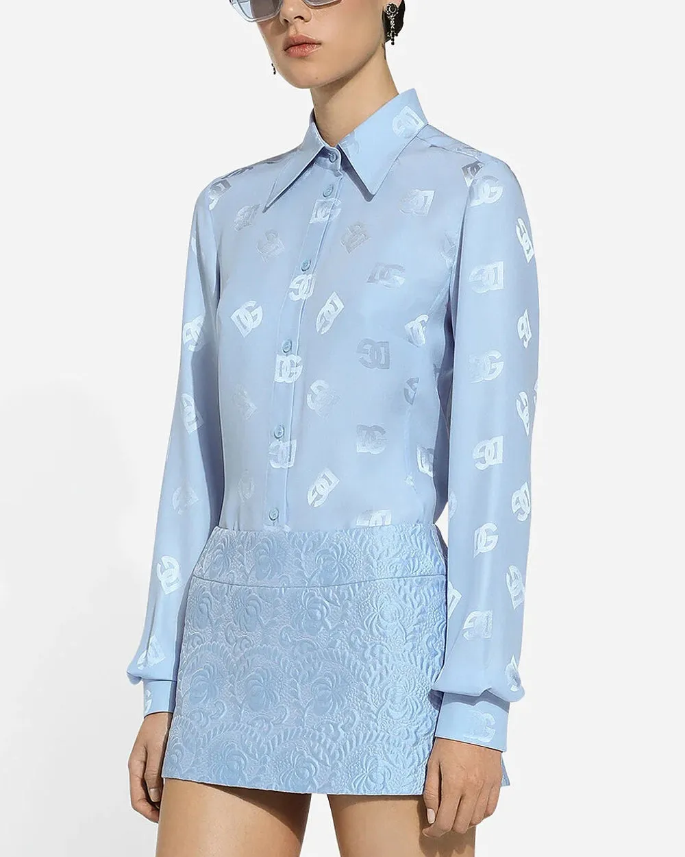Light Lilac Button Up Logo Shirt