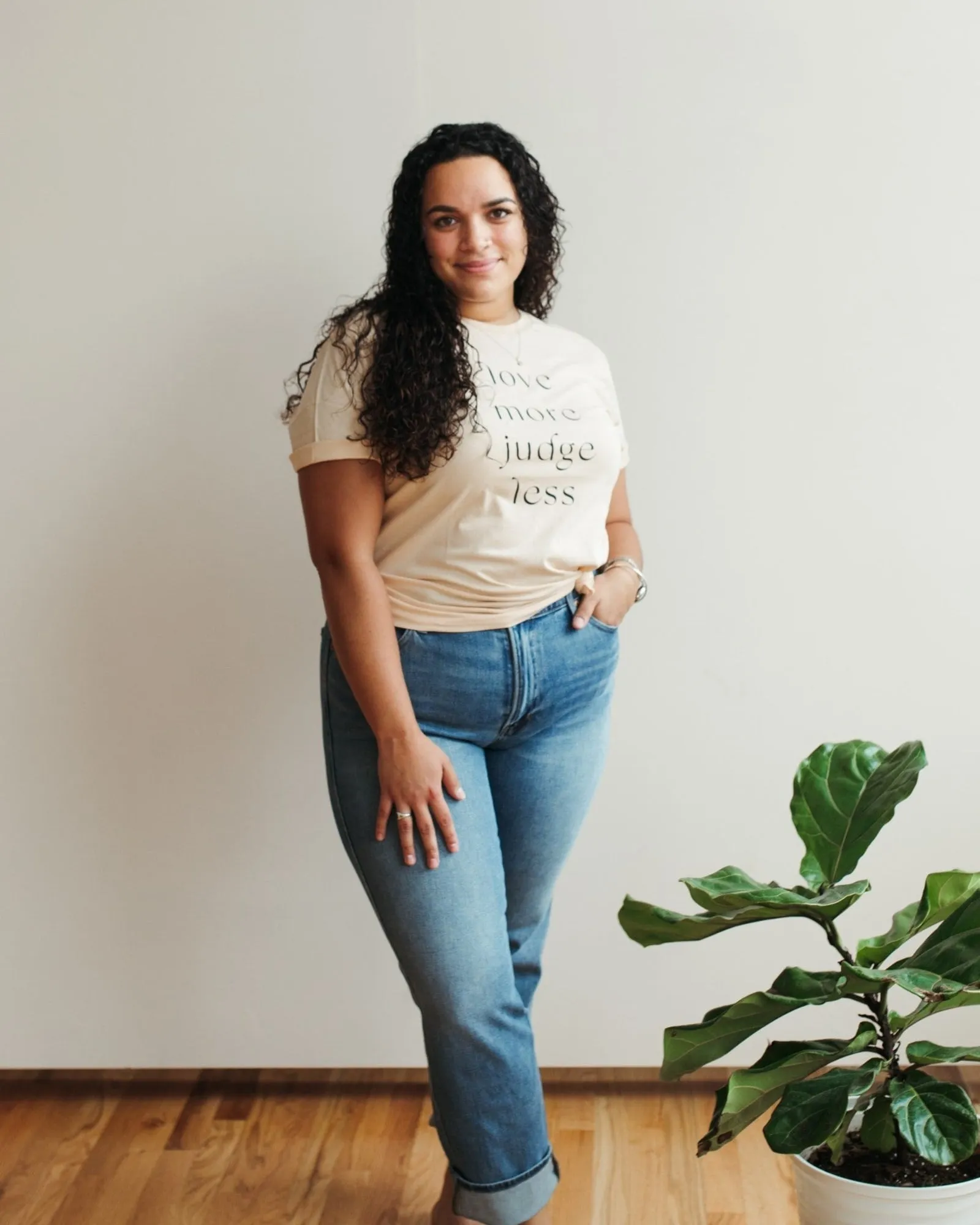 Love More, Judge Less Graphic T-Shirt | Tan